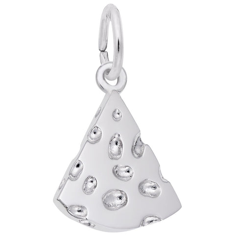 Cheese Slice Charm In 14K White Gold
