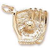 Baseball And Mitt charm in Yellow Gold Plated hide-image