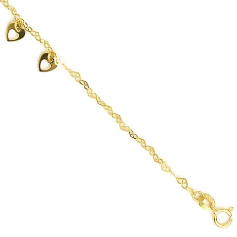 14K Yellow Gold Lite Heart Link Bracelet