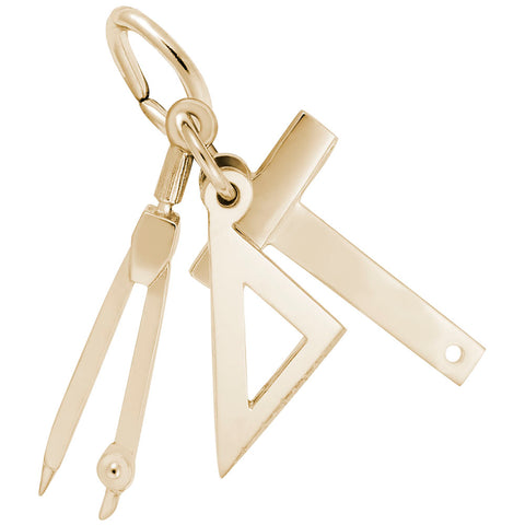 Draftsman Tools Charm in Yellow Gold Plated