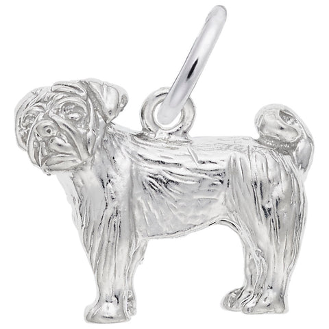 Pug Charm In Sterling Silver