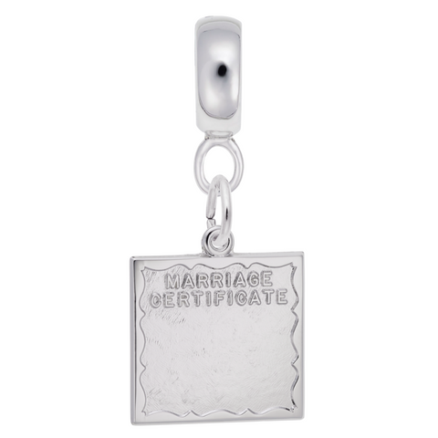 Marriage Certificate Charm Dangle Bead In Sterling Silver