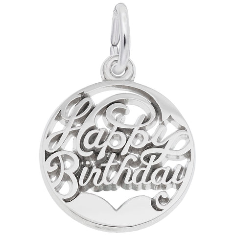 Happy Birthday Charm In Sterling Silver