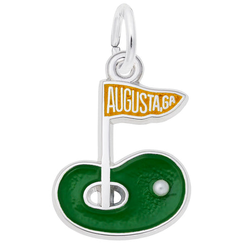 Augusta, Ga. Golf Green Charm In 14K White Gold