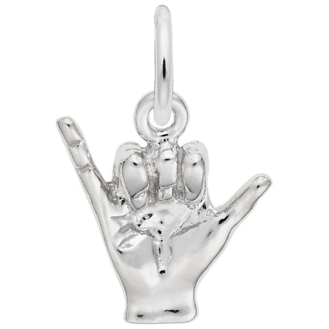 Hang Loose Charm In 14K White Gold
