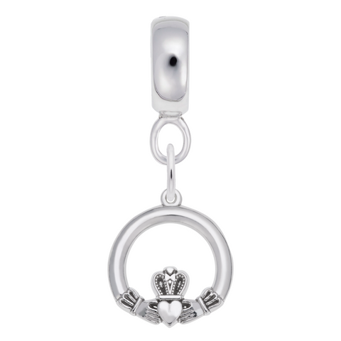 Claddagh Charm Dangle Bead In Sterling Silver
