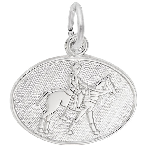 Polo Disc Charm In 14K White Gold