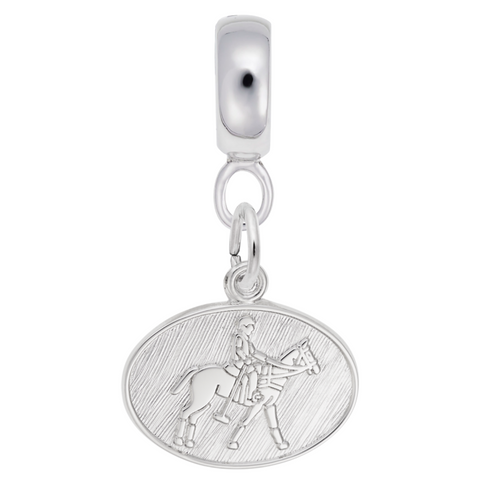 Polo Disc Charm Dangle Bead In Sterling Silver