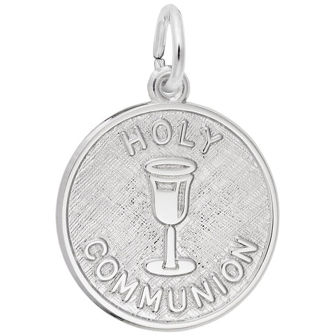 Holy Communion Charm In 14K White Gold