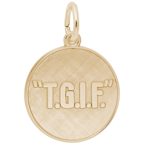 T G I F Charm in Yellow Gold Plated