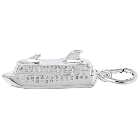 Cruise Ship Charm In 14K White Gold