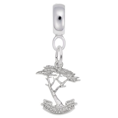 Monterey Cypress Charm Dangle Bead In Sterling Silver