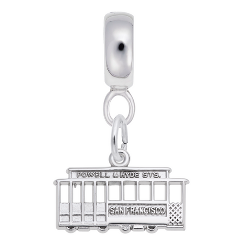 San Fran Cablecar Charm Dangle Bead In Sterling Silver