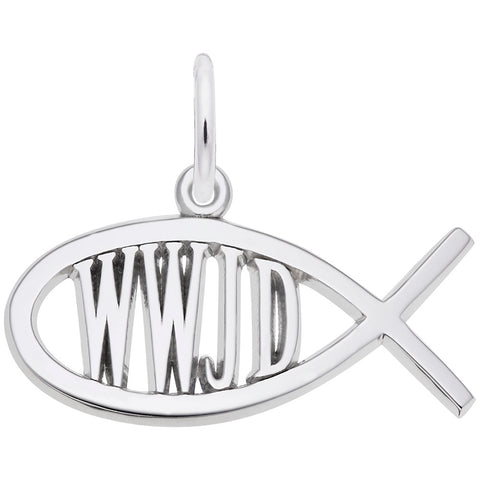 Wwjd Fish Charm In Sterling Silver