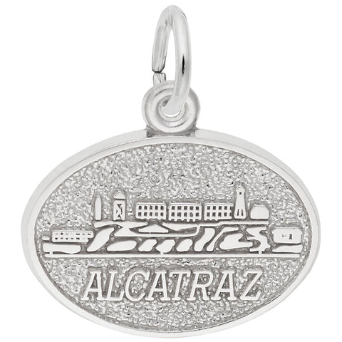 Alcatraz Charm In 14K White Gold