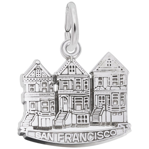 Victorian House,S.F. Charm In 14K White Gold