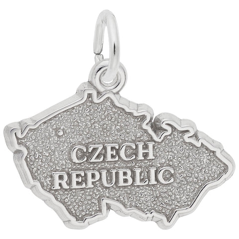 Czech Map Charm In 14K White Gold