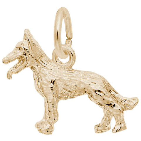 German Shepherd Charm in Yellow Gold Plated