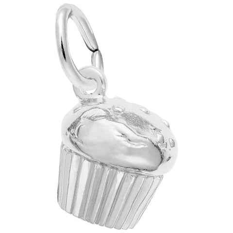 Muffin Charm In 14K White Gold