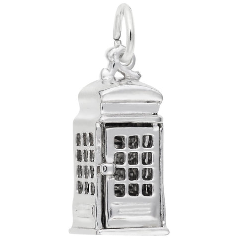 Phone Booth Charm In 14K White Gold