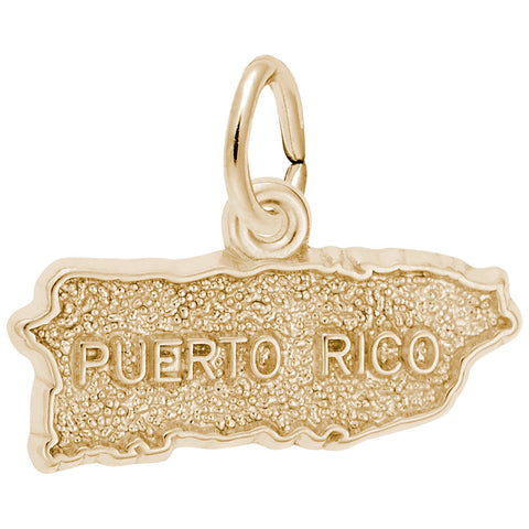 Puerto Rico Map Charm in Yellow Gold Plated