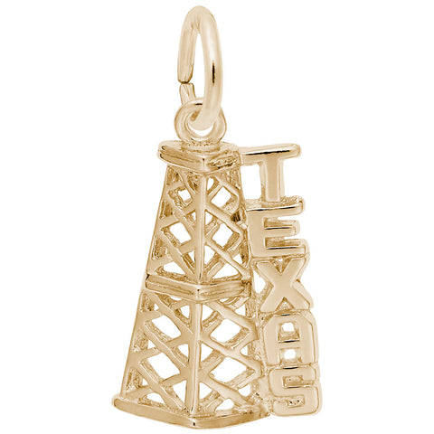 Texas Oil Rig Charm in Yellow Gold Plated