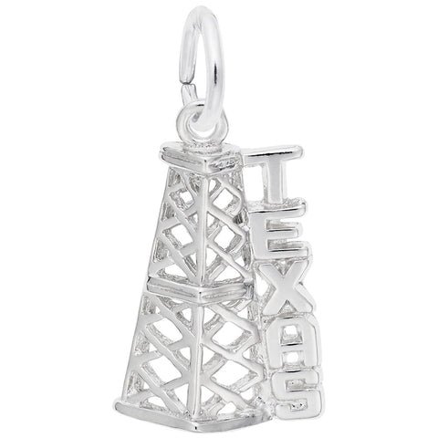 Texas Oil Rig Charm In Sterling Silver