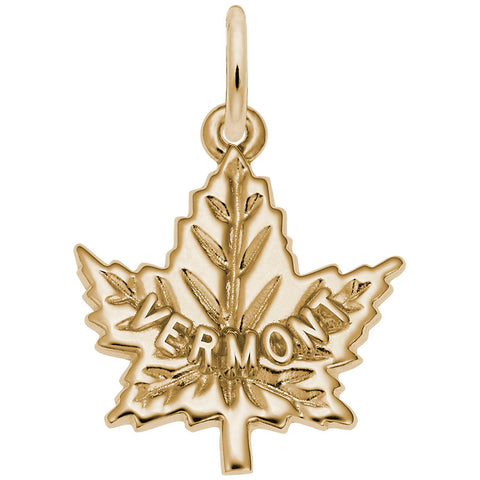 Vermont Maple Leaf Charm In Yellow Gold