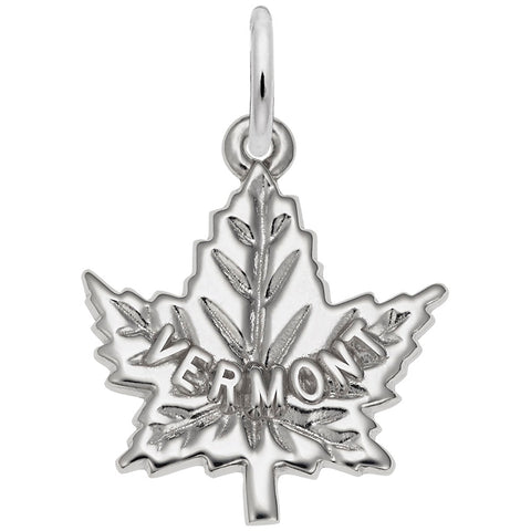 Vermont Maple Leaf Charm In Sterling Silver