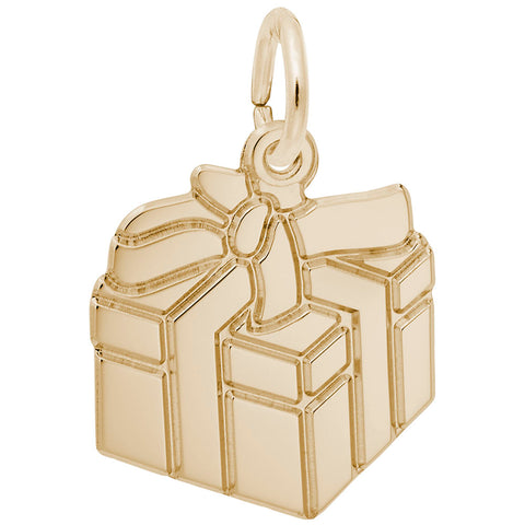 Gift Box Charm in Yellow Gold Plated
