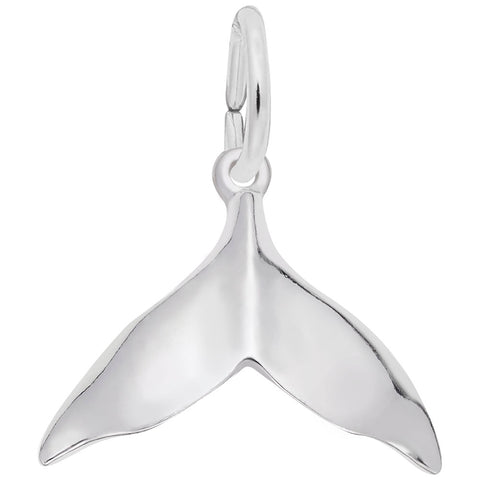 Whale Tail Charm In 14K White Gold