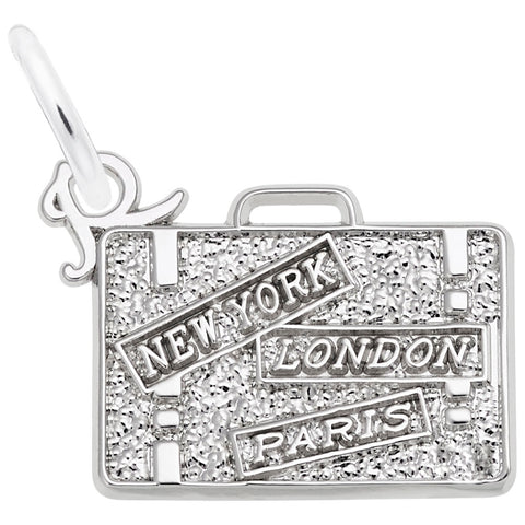 Suitcase Charm In Sterling Silver