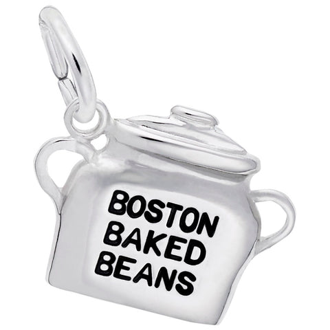 Boston Baked Beans Charm In 14K White Gold
