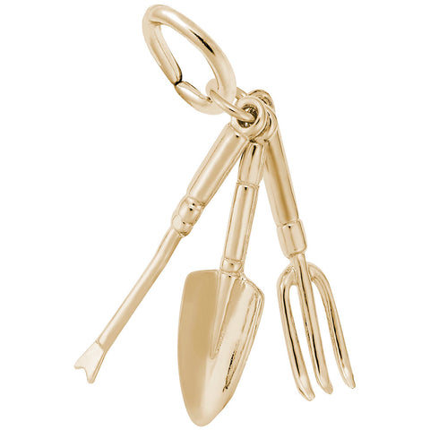 Gardening Tools Charm in Yellow Gold Plated