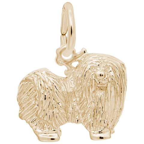 Maltese Dog Charm in Yellow Gold Plated