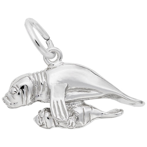 Manatee Charm In 14K White Gold