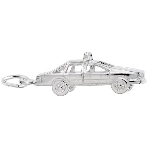 Taxi Charm In 14K White Gold