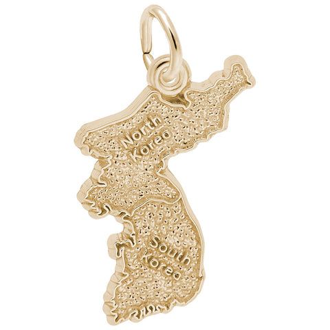 Korea Map Charm In Yellow Gold