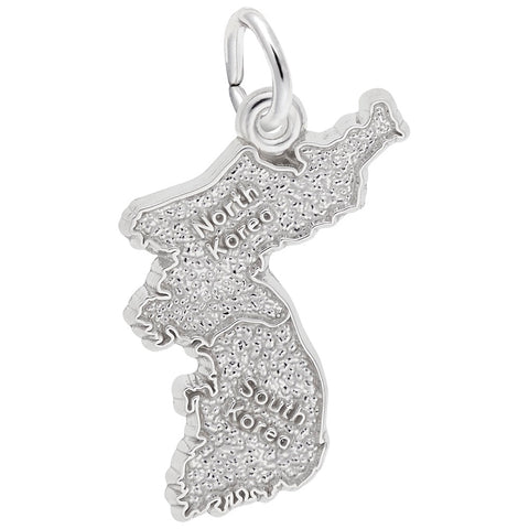 Korea Map Charm In Sterling Silver