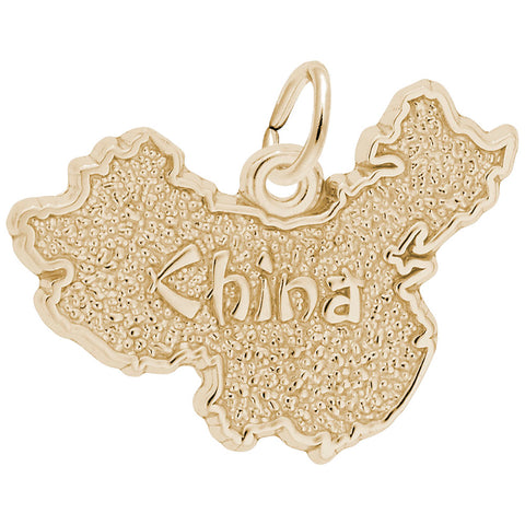 China Map Charm In Yellow Gold