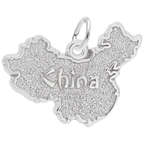 China Map Charm In 14K White Gold