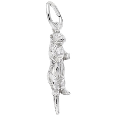 Seaotter Charm In 14K White Gold