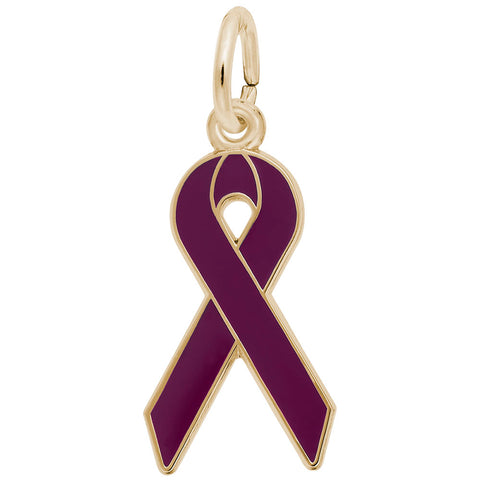 Relay For Life/Purple Charm In Yellow Gold