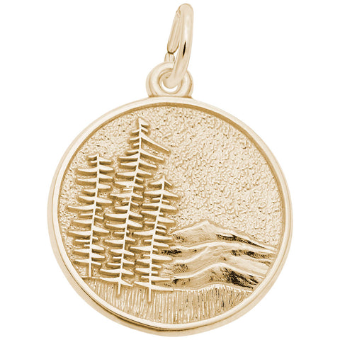Mountain Scene Charm in Yellow Gold Plated