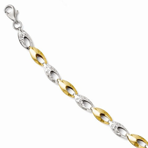 14K Two-Tone Diamond-Cut Bracelet
