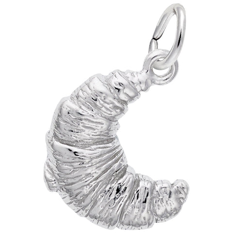 French Croissant Charm In 14K White Gold