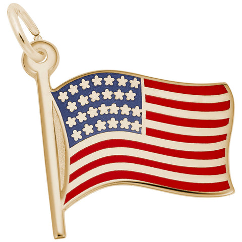 Usa Flag Charm in Yellow Gold Plated