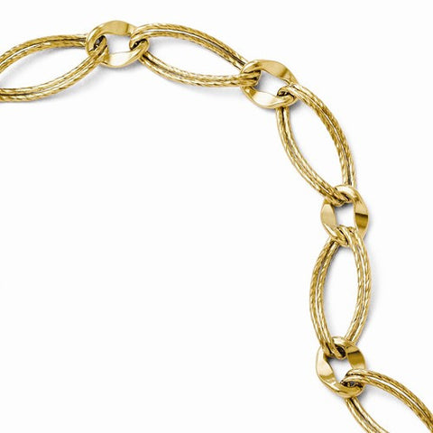 14K Yellow Gold Textured Fancy Link Bracelet