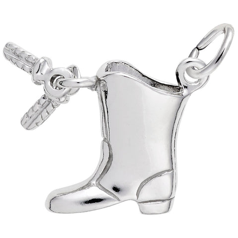 Drill Team Boot Charm In 14K White Gold