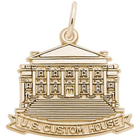 Us Customs House Charm In Yellow Gold